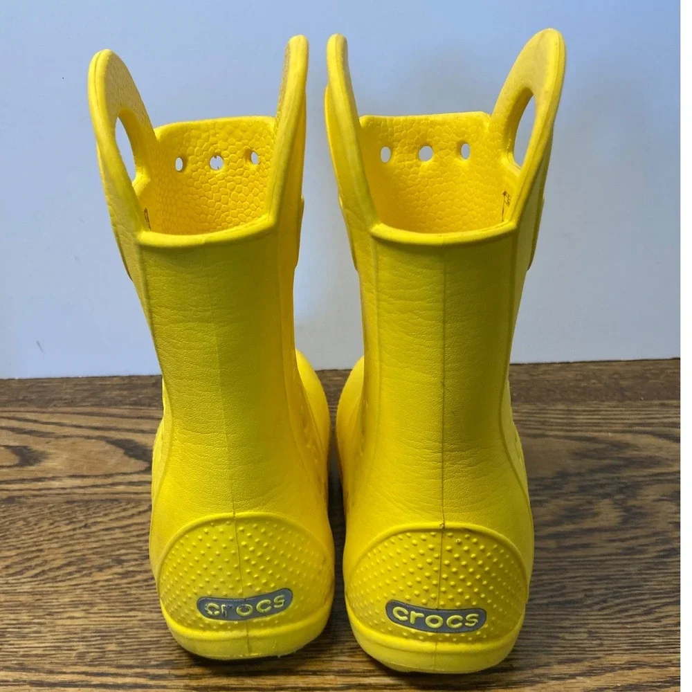 Crocs Handle It Rain Boots Yellow Kids Size C11 Waterproof Pull On 12803